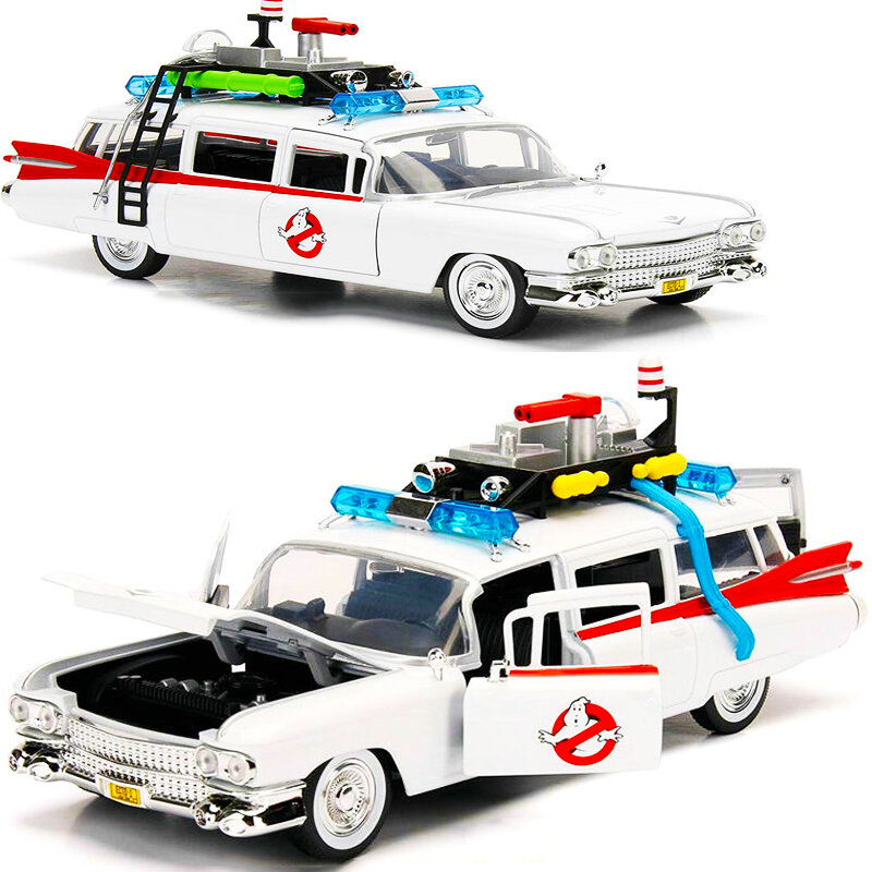 1:24 1984 ghostbusters liga diecast clássico modelo de carro simulação retro coleção metal veículo brinquedo collectible tráfego arte