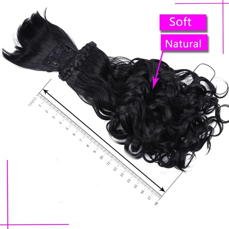 Long Wavy Hair Ponytail With Bangs Fake Hair Bun And Bang Set Synthetic Pony Tail Wig For Women Clip in Hair Extens