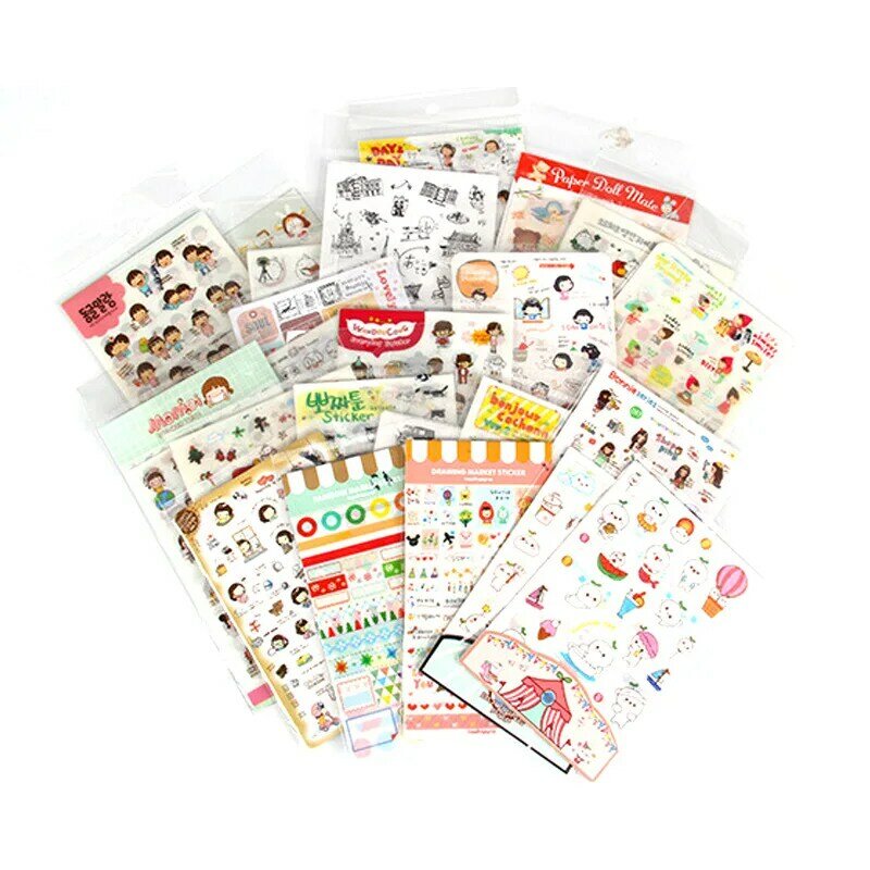 6sheets/bag Cute Stickers Journal Kawaii Scrapbooking Planner Diary  Sticker Set Retro Stationery