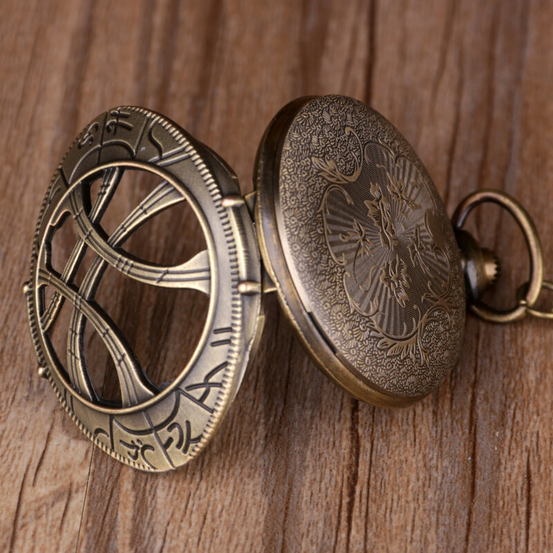 Бронзовые ретро Подвеска для ожерелья кварцевые карманные часы стимпанк скелетоны дизайн циферблата лучшие подарки для мужчин и женщин Relojes de bolsillo