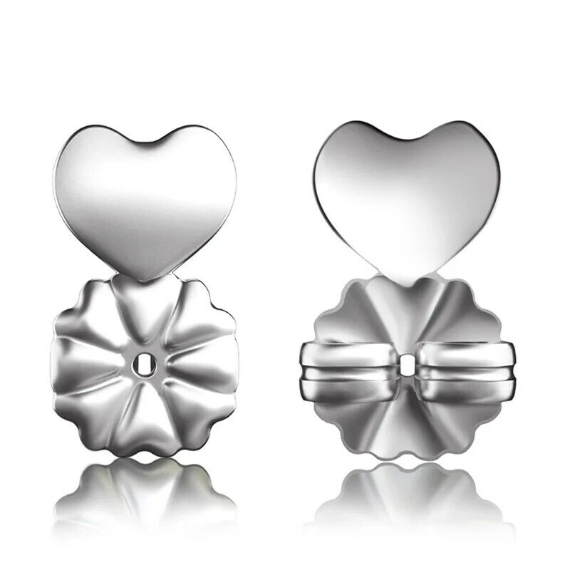 Nowe mody S925 srebro kolczyk w kształcie serca podparcie z tyłu kolczyki hipoalergiczne podnośniki pasuje do wszystkich kolczyków