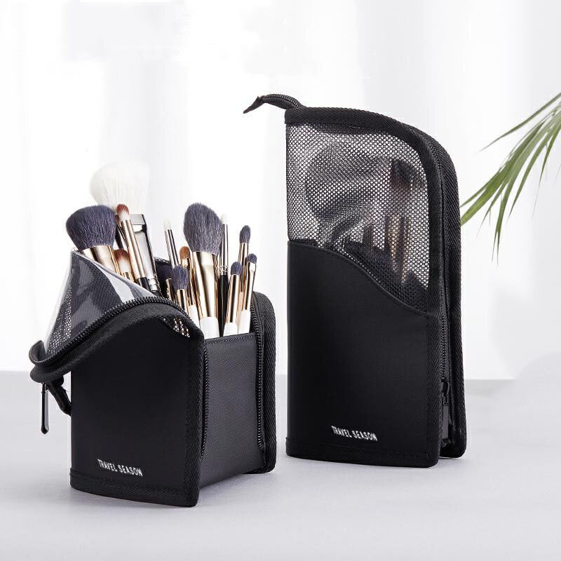 1 Pc Stand Cosmetic Bag per le donne Clear Zipper Makeup Bag Travel Female Makeup Brush Holder Organizer borsa da toilette