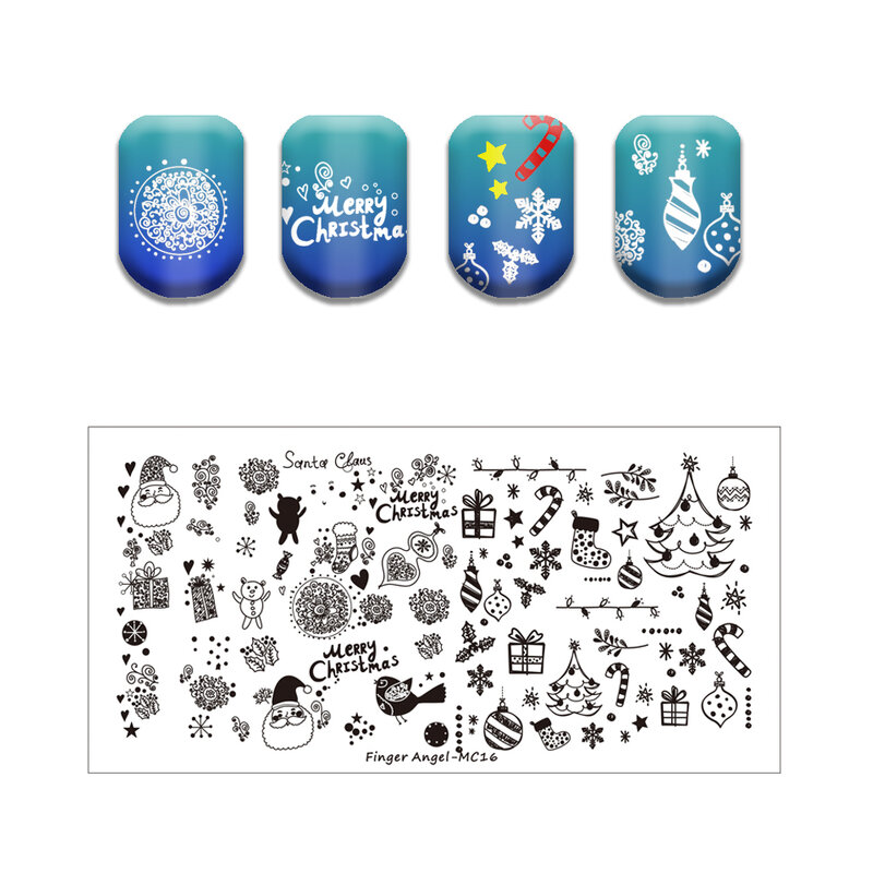 Serie natalizia stampo per unghie piatto estivo albero di natale pupazzo di neve renna timbro modello Nail Art stampa stencil strumenti