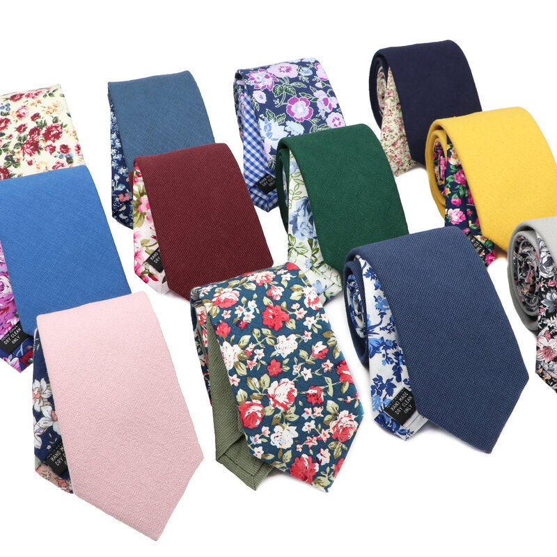 Cravate florale 100% coton de haute qualité pour hommes et femmes, 7cm, pour mariage, décontractée, costume classique