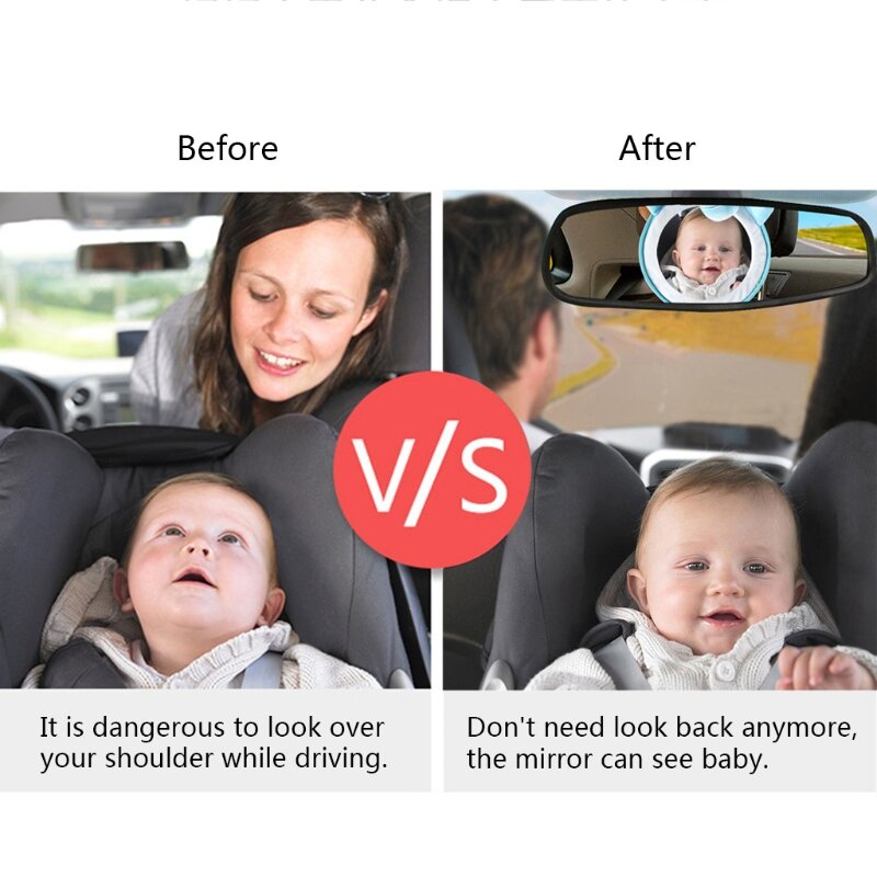 조정 가능한 자동차보기 뒤 좌석 거울 안전 좌석 머리 받침 후면 거울 아기 후면 병동 유아 자동차 안전 키즈 H3CD