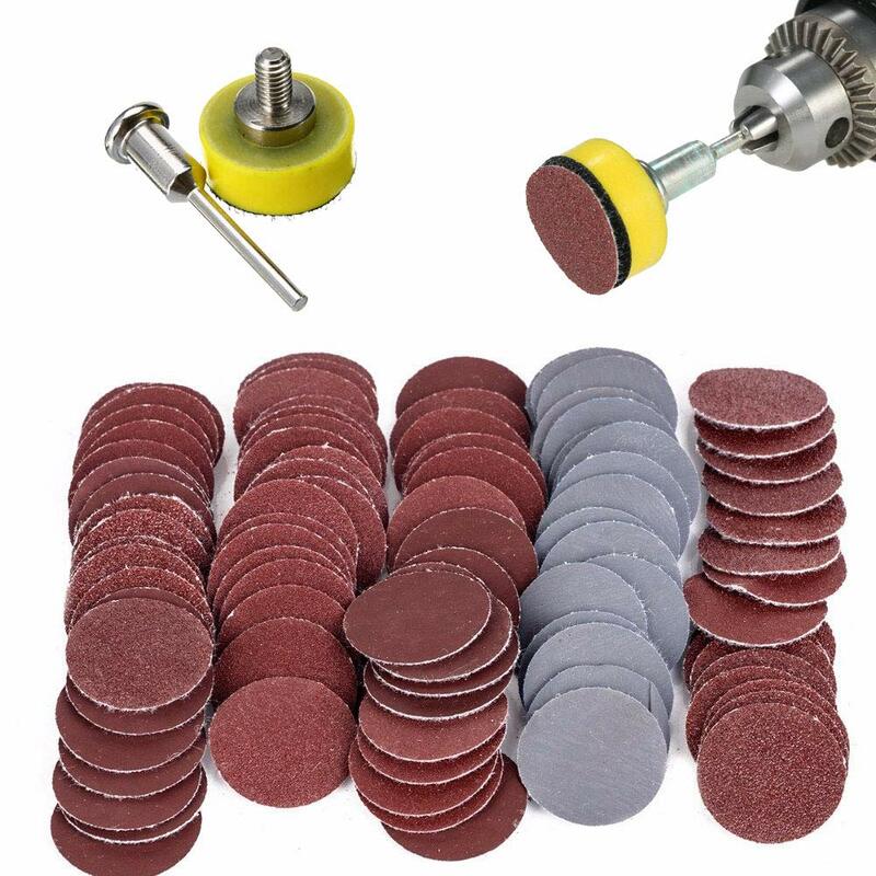 100pcs 1 Inch/25mm Sanding Discs Pad Sander Disk Kit with 1/8” Shank Abrasive Polish Pad Plate for Dremel Rotary Tool