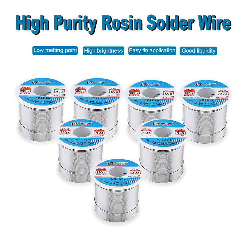 Welding Wires 450g 0.5/0.8/1.0/1.2/1.5/2.0mm Tin Fine Wire Core Rosin  63/37  Solder Wire with 2% Flux  Low Melting Point