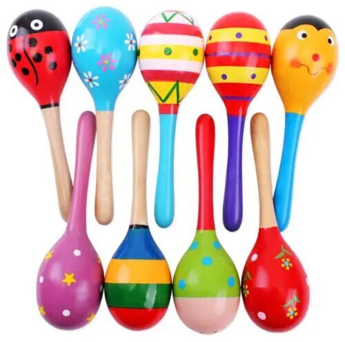 1pc drewniany Instrument muzyczny grzechotki dla dzieci piasek młotek drewniane zabawki dla noworodków małe dzieci Party prezent losowy kolor
