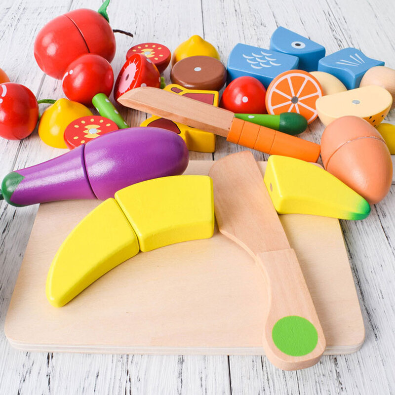 1Pcs Houten Speelgoed Magnetische Snijden Fruit Groenten Eten Pretend Play Simulatie Keuken Rollenspel Educatief Speelgoed Voor Kinderen