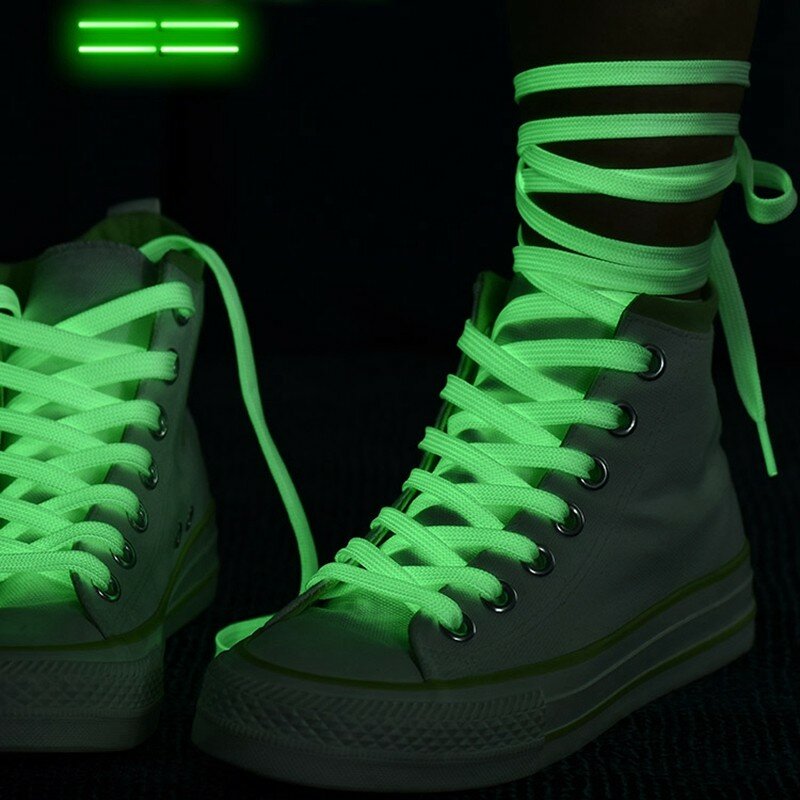 1 pasang tali sepatu bercahaya pesta malam keren tali sepatu neon cocok untuk tali datar sepatu semua uniseks 100/120/140cm