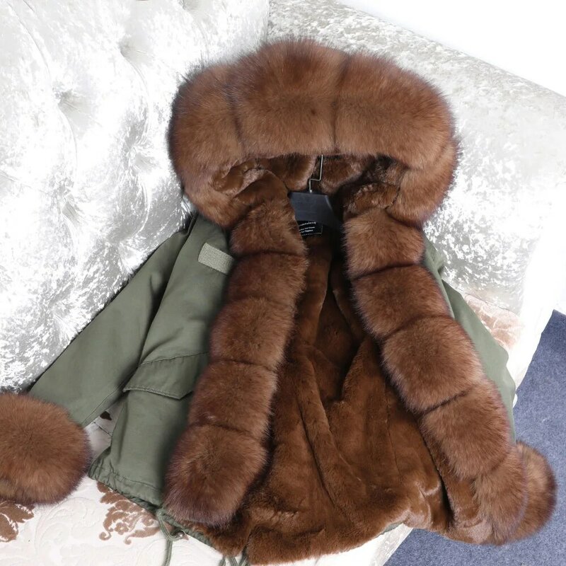 MAOMAOKONG 2021 Fashion Women's Real Fox fur collar coat natural raccoon big fur collar winter parka bomber jacket