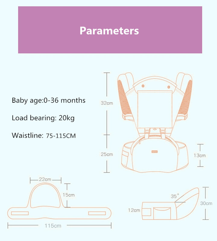 Breathable Baby Carrier for Travel Infant Kids Baby Hipseat Carrier Front Facing Kangaroo Baby Wrap Sling for 0-30 Months Baby