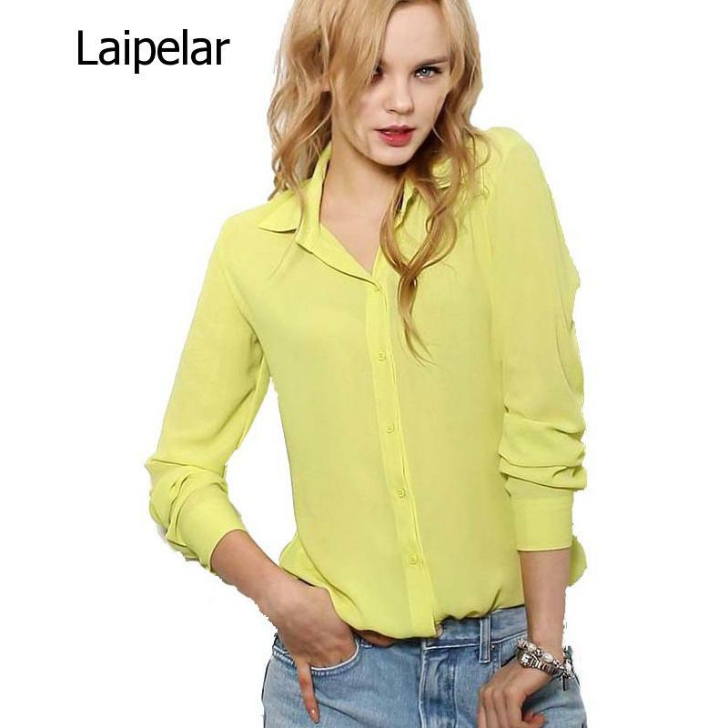 Camisa de chiffon colorida feminina, blusa social para mulheres elegante plus size xxl 2020