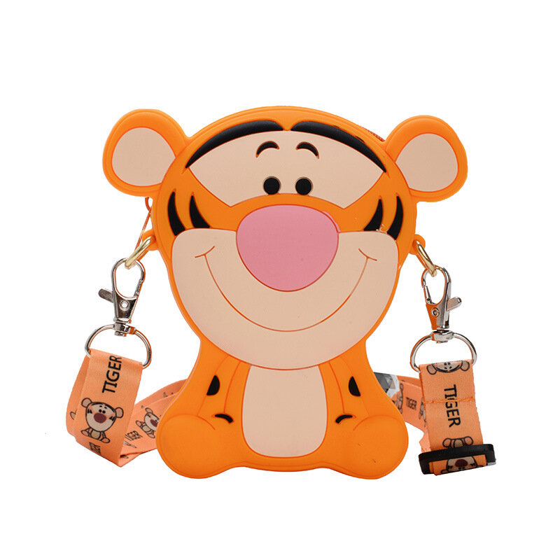 Disney bonito silicone moeda bolsa dos desenhos animados winnie o pooh figura piglet anime tigre dos desenhos animados chip e dale bolsa de ombro do miúdo presente