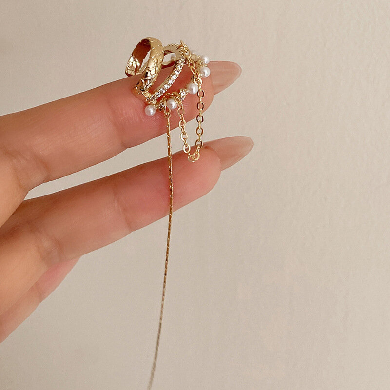 HALLO MANN Koreanische Klassische Micro-Intarsien Kristall Perle Quaste Ohr Knochen Clip Frauen Kreative Charme Hochzeit Bankett Schmuck