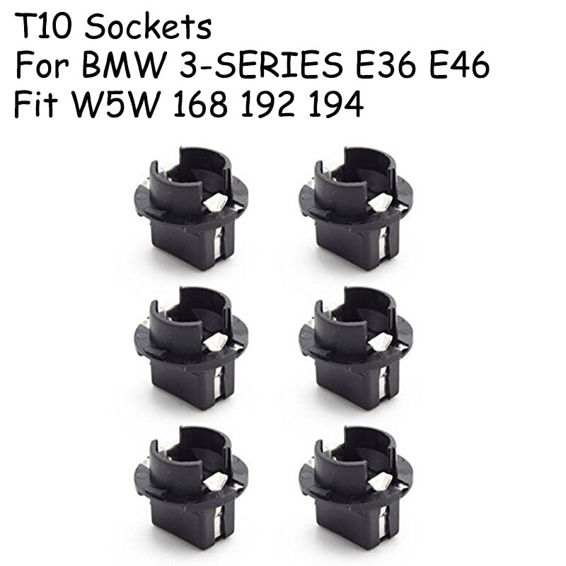 Plug and Play Suporte Bulbo Sockets, T10 Twist Lock, Painel de instrumentos de luzes, Fit para BMW Série 3, E36, E46, Fit W5W, 168, 192, 194