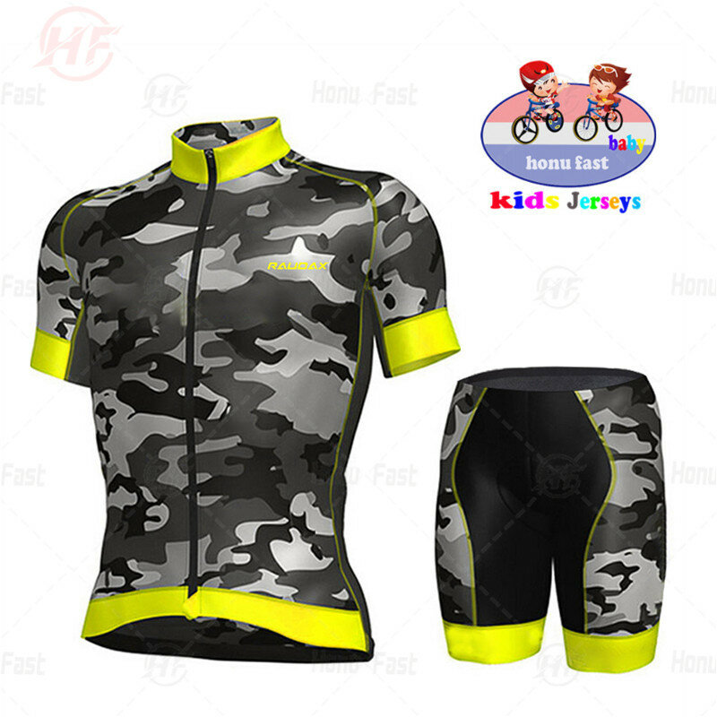 Conjunto de maillot de ciclismo verde fluorescente para niños, ropa deportiva para bicicleta de montaña, kit de Ciclismo de carreras, novedad de 2023