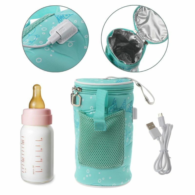 Usb garrafa de bebê aquecedor saco isolado copo viagem portátil em aquecedores carro beber quente leite termostato saco para alimentação c5af