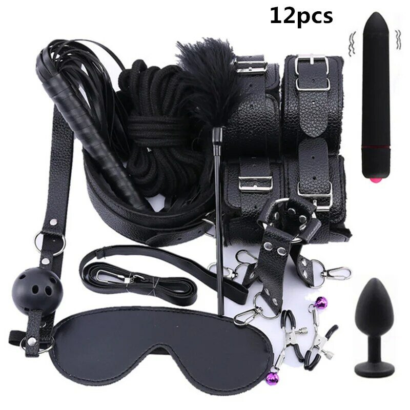 Prodotti per adulti giochi di sesso Bondage Set BDSM kit di giocattoli del sesso in pelle manette giocattoli del sesso Plug anale coda donne accessori del sesso esotico