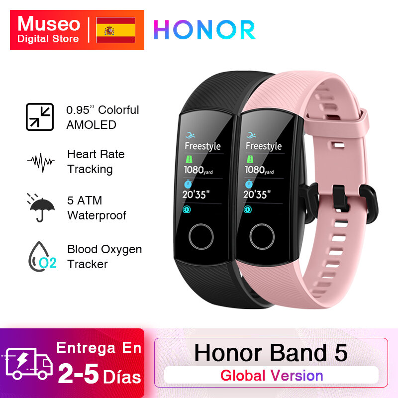 Versión global Honor Band 5 Band 5 Smart Wristband Blood Oxygen Monitor de frecuencia cardíaca en tiempo real 0.95 '' Pantalla A
