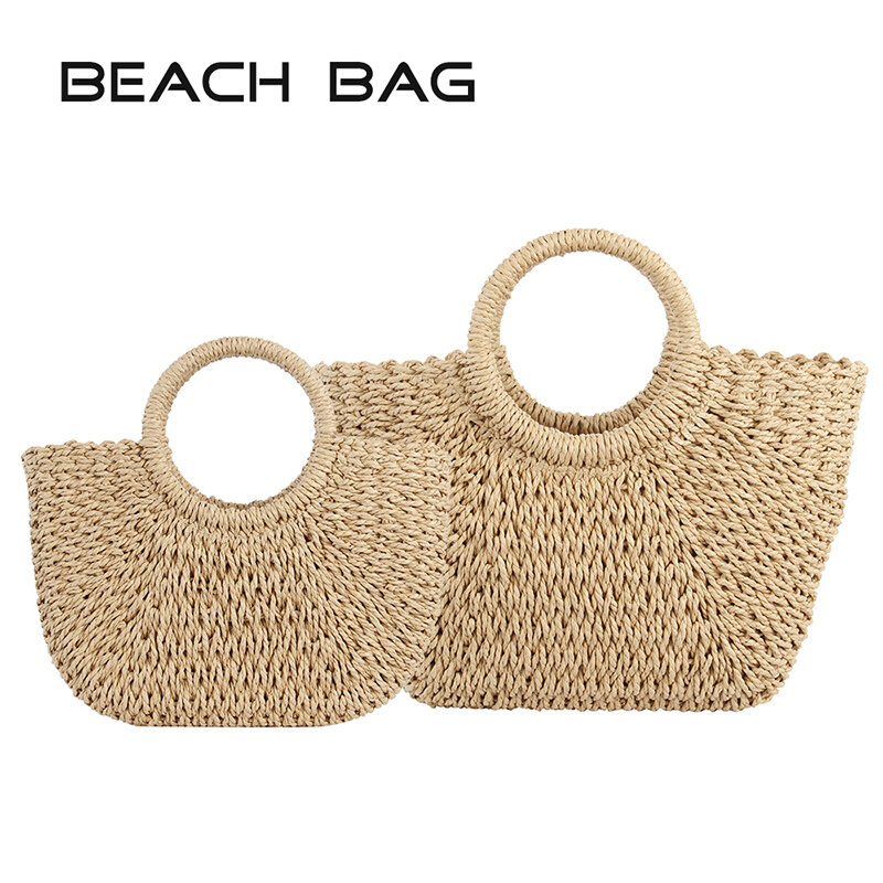 Bolsa de paja de playa para mujer, bolso de verano 2020 de ratán, bolso de playa tejido, bolso de viaje, bolso de fiesta, bolso bohemio, bolso Bali de mimbre