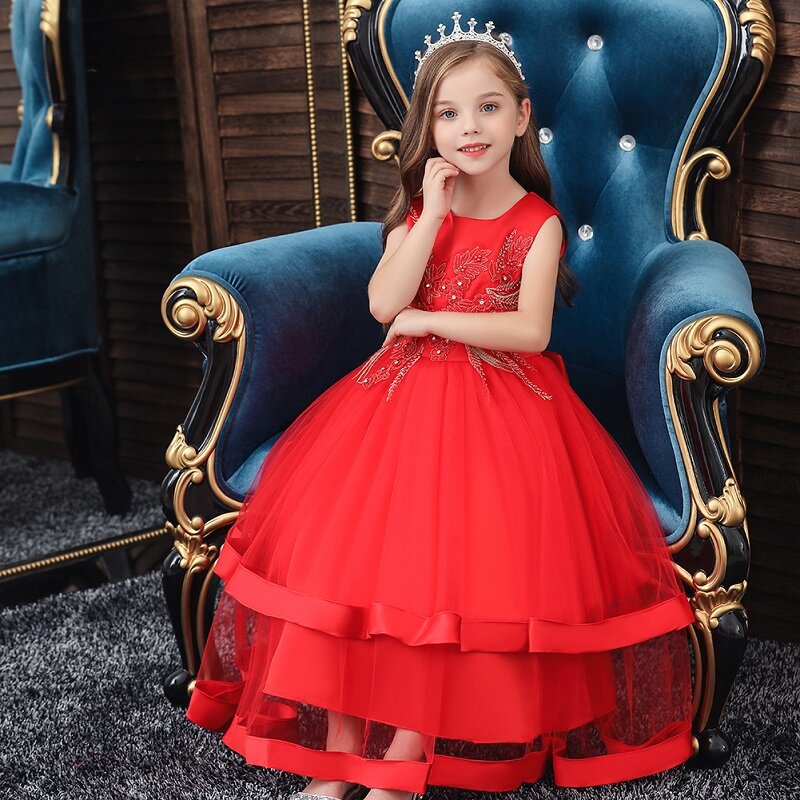 فستان الأميرة الصيفي الأنيق للفتيات ، فستان سهرة ، حفلة الكريسماس ، فستان زفاف للأطفال
