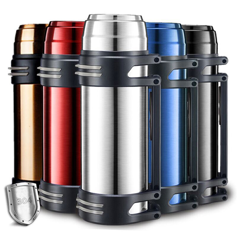 Large Capacity Stainless Steel Insulated Water Bottle Outdoor Sports Vacuum Flask Leakproof Water Jug Travel Bottle with Handle