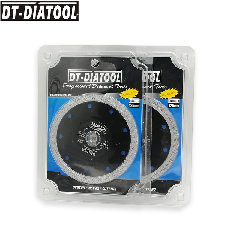 DT-DIATOOL 2 pces/pk premium diamante reforçado núcleo anel disco de corte x malha turbo viu lâminas seco molhado roda corte diâmetro 125mm/5"