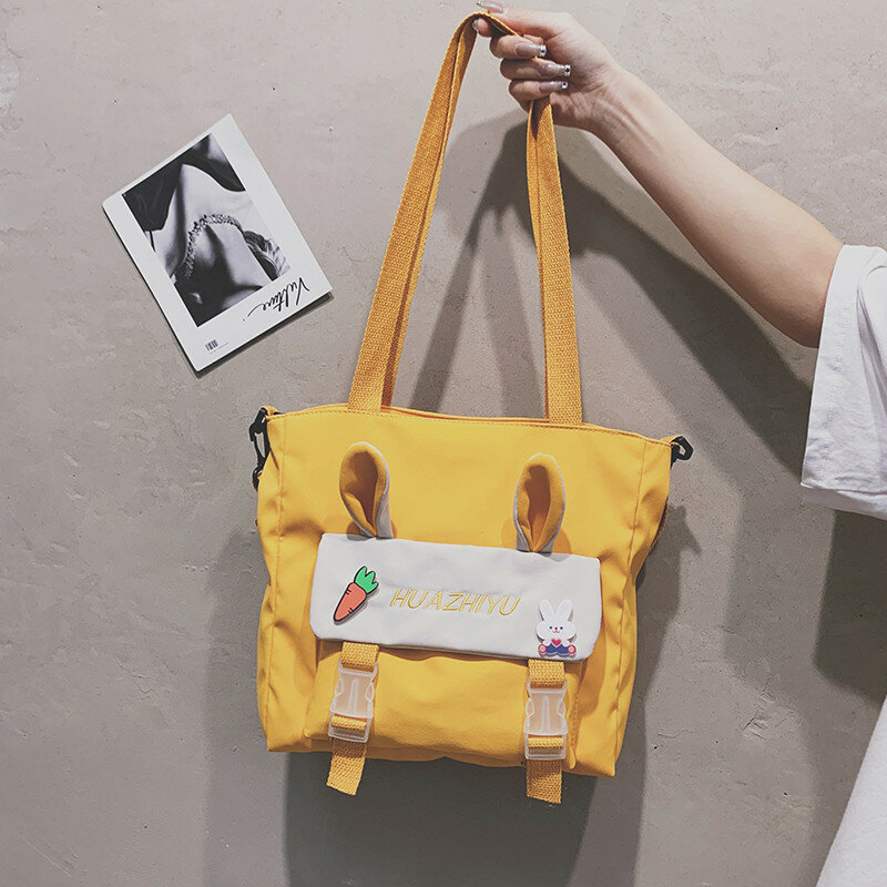 Neue Schulter Messenger Handtasche Kawaii Kaninchen Tasche für Mädchen Mode Designer Einkaufstasche Leinwand Tote frauen Tasche