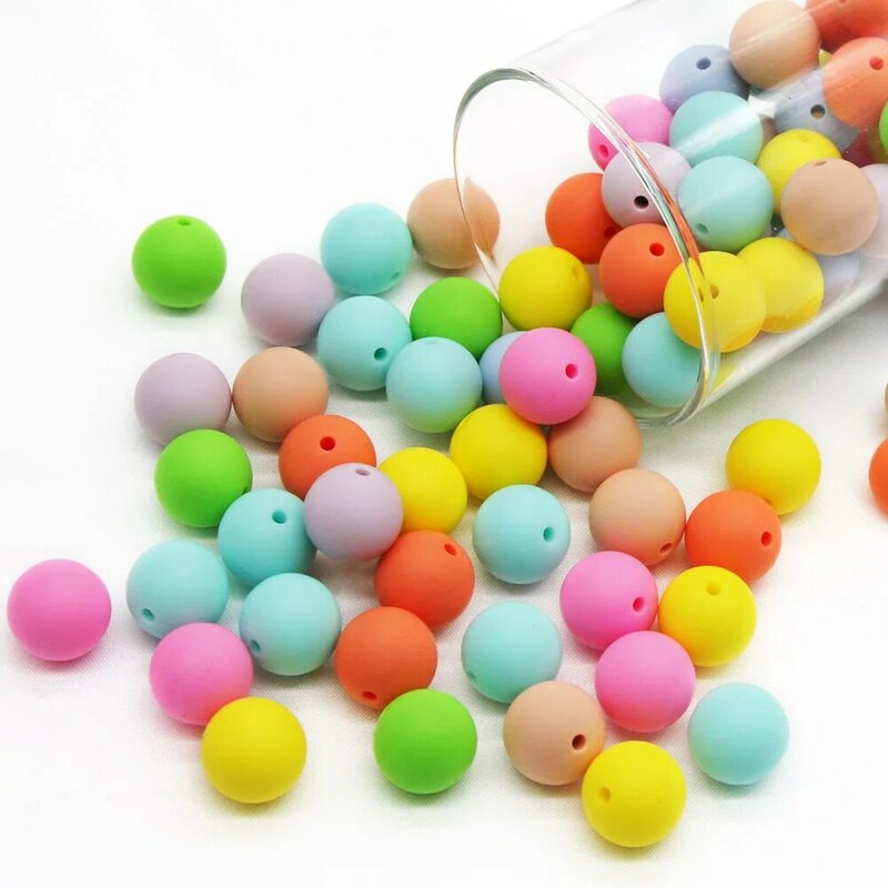 Cute-Idea-Cuentas de silicona para 20 piezas, perlas redondas de 9mm de grado alimenticio, sin BPA, cadena de Clip para chupete, joyería para dentición de bebé, cuentas para roedores