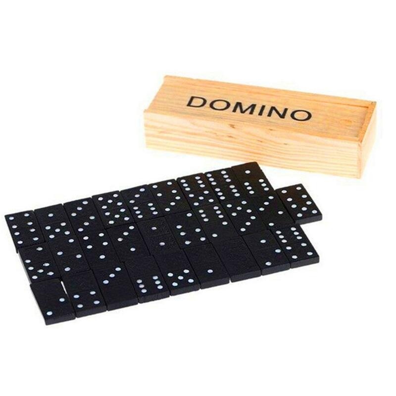 28ชิ้น/เซ็ตไม้กล่องสีดำ Domino ไม้เกมการศึกษาเด็กผู้ปกครอง Intelligence ของเล่นพัฒนาเกมท่องเที่ยว Early