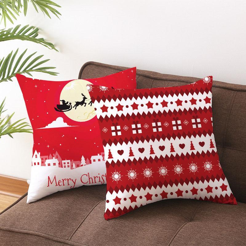 Fundas de almohada decorativas de Feliz Navidad, cubierta de poliéster para almohada de Papá Noel