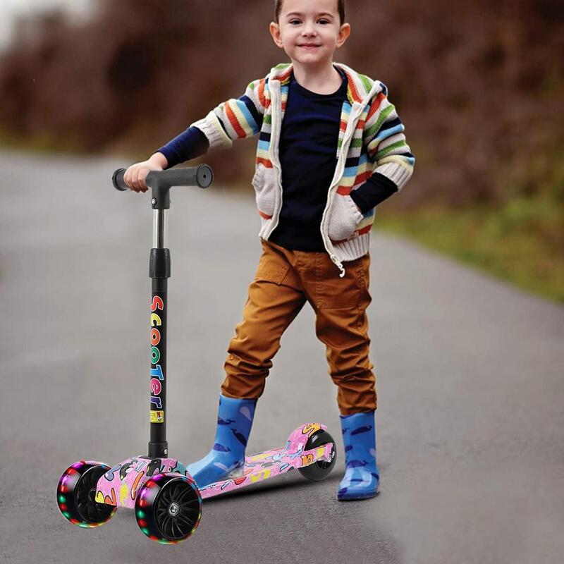 스케이트 보드 및 액세서리 스케이트보드 접이식 어린이 스쿠터, 3-12 세 유아용 스쿠터, 높이 조절 경량 스쿠터 선물