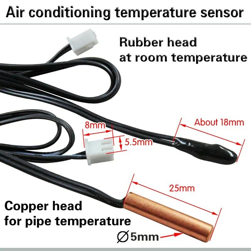 Ar condicionado sensor de temperatura 5k 10k 15k 20k 25k 50k 100k ar condicionado tubo sensor cabeça de borracha cobre