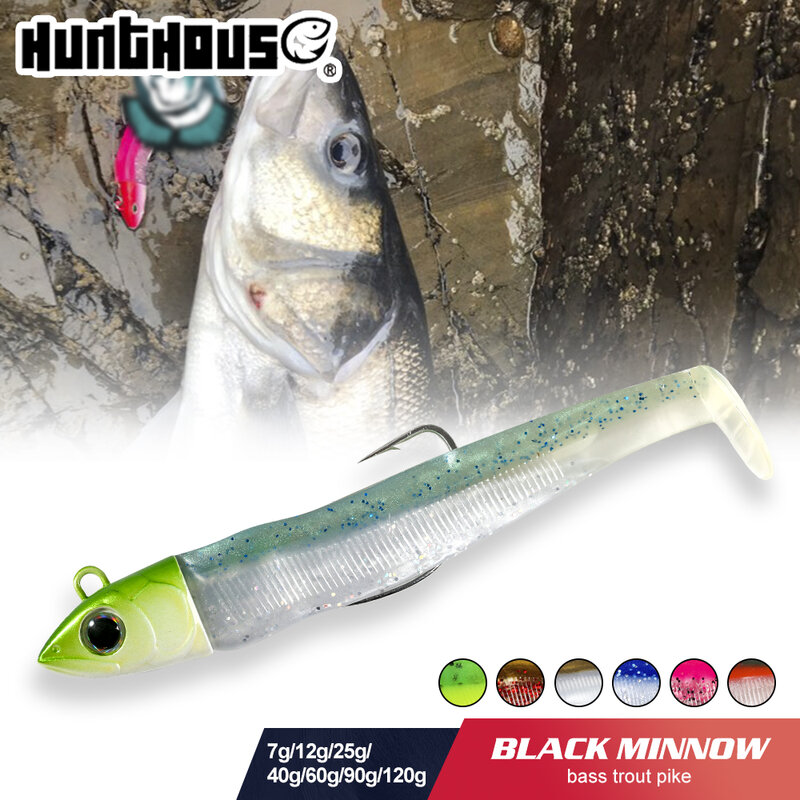 Hunthouse Black Minnow 70mm/7g 85mm/12g 100mm/25g Easy Shiner Fishing Lure Soft Lure Jig Bait Bass Pike Fishing Leurre Souple