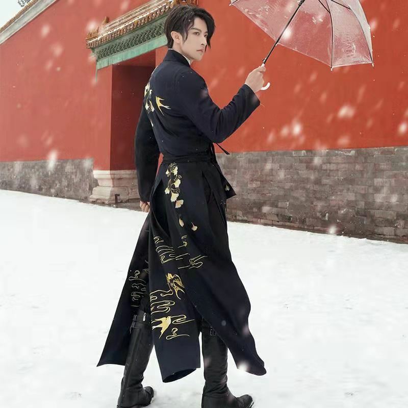 Hanfu roupão estilo chinês para homens e mulheres, roupão japonês samurai, traje cosplay retrô oriental, conjunto de roupas, casaco, calças