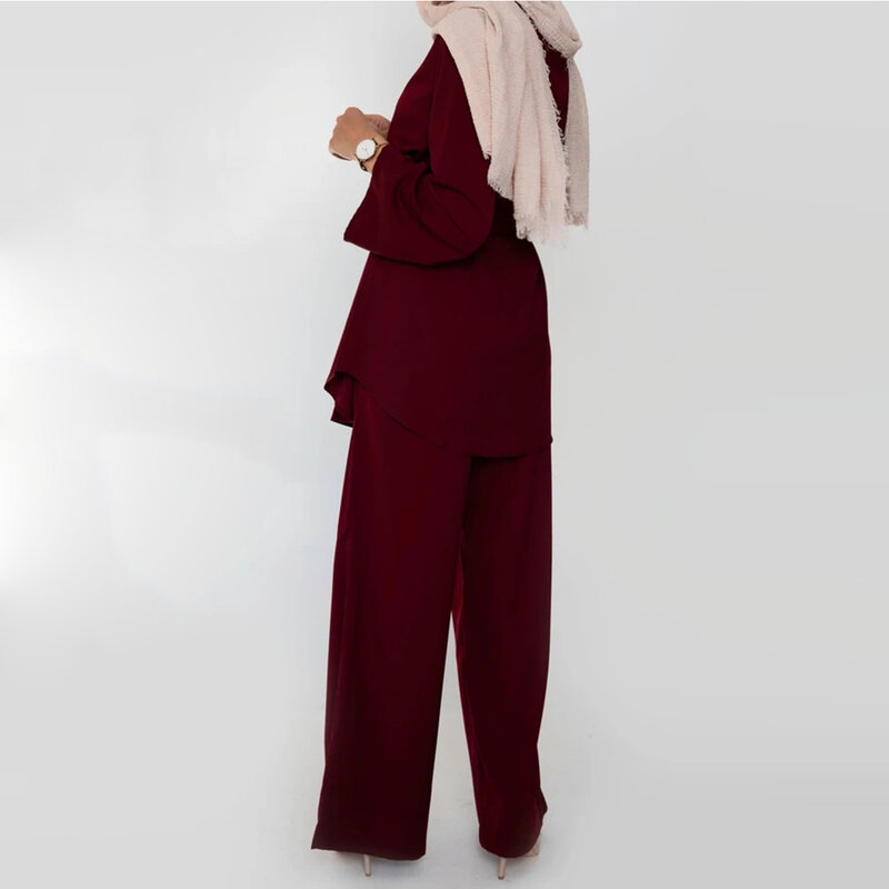 Idul Fitri Kaftan Dubai Abaya Turki Muslim Set Gaun Hijab Fashion Pakaian Islam untuk Wanita Muslim Ansambel De Mode
