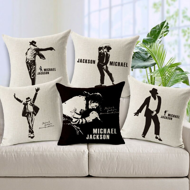 Funda de almohada Michael Jackson con estampado de disfraces Cosplay para el hogar funda decorativa para almohada Invisible con cremallera fundas de cojines A1-2