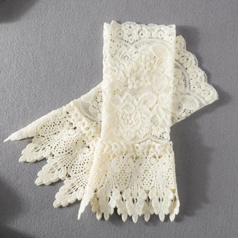 White Lace Detachable Cuffs For Women Sweater Vintage Black Nay Grey Apricot Flase Lace Wrist Cuffs DIY Decorated Sleeve Cuffs