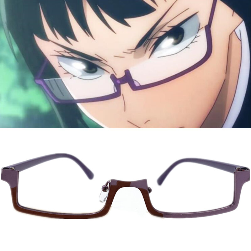 Jujutsu Kaisen Anime Cosplay Kostüm Maki Zenin Brillen Lila Halb Rahmen Gläser Brillen Unisex Zubehör Prop