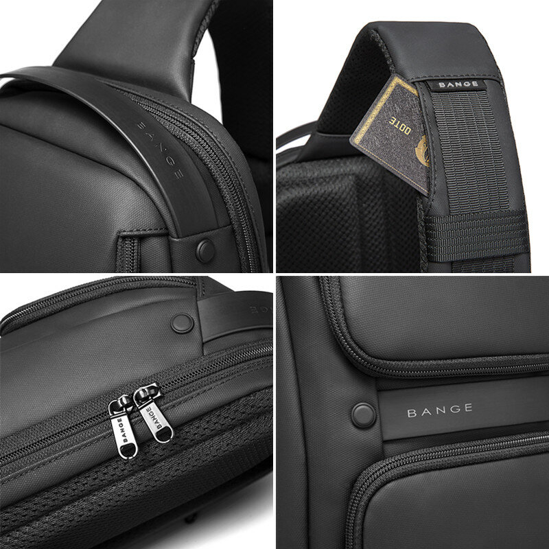 BANGE العلامة التجارية الجديدة ترقية بولي TPU سعة كبيرة متعددة الوظائف Crossbody حقيبة رجالية USB حقيبة كتف مقاوم للماء السفر حقيبة صدر للرجال