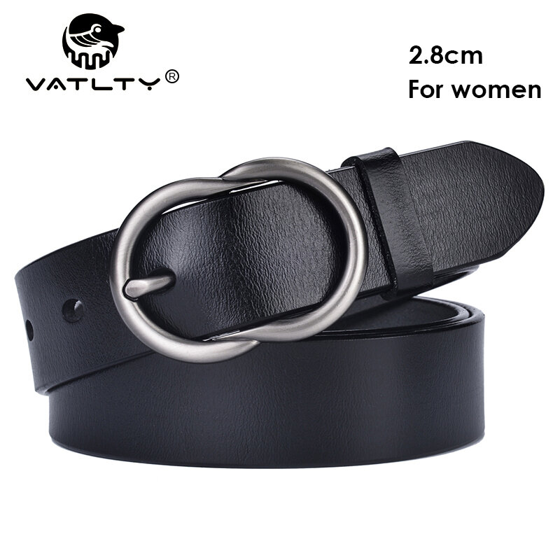 VATLTY جديد بنطلون حزام للنساء سبائك الفضة دبوس مشبك براون حزام جلد البقر الطبيعي حزام جلد الإناث السيدات الجينز زنار