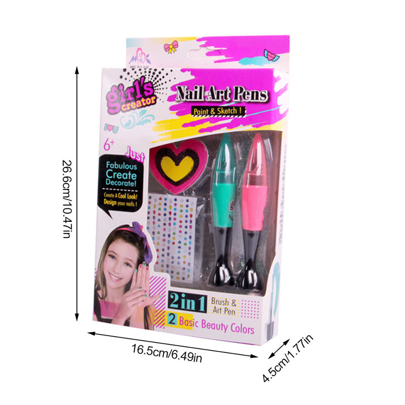 Set di penne per Nail Art per bambini Set di smalti per unghie giocattolo per trucco sicuro e Non tossico 3D Nail Art decorazione fai da te per regalo ragazza