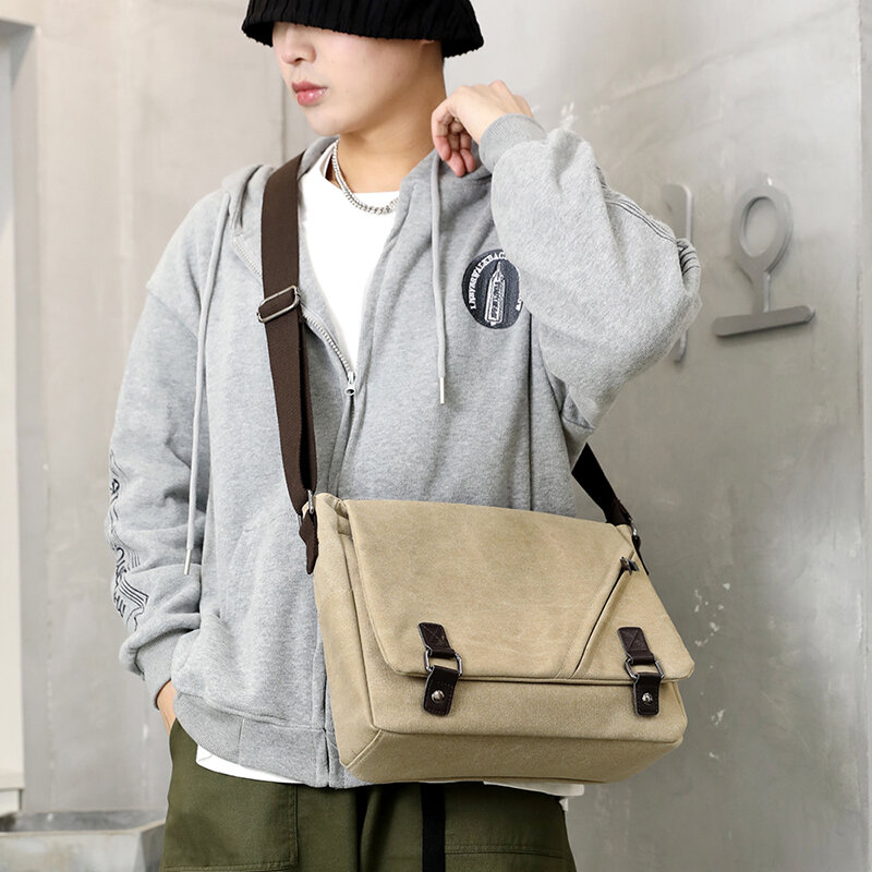 Male Bolsa Storage Bags Zipper Travel Leisure Briefcases Bag Cotton Canvas Handbag Holder Men Travel Shoulder Messenger Bag