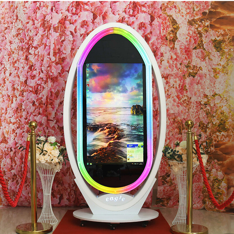 Caixa portátil da cabine da foto do espelho do pagamento do totem de digitas com dois leds lindos