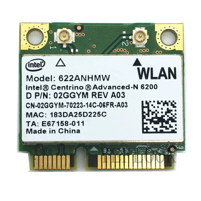 بطاقة Intel الأصلية واي فاي ، 622ANHMW 6200AN متقدم-N 6200 ، 300Mbps ، ثنائي النطاق ، 2.4G ، 5GHz ، بطاقة شبكة PCIe صغيرة
