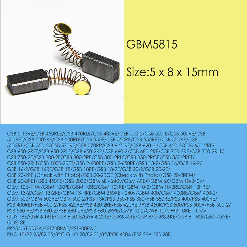 5 pares de cepillos de carbono 5x8x15mm 2604321905 de Bosch taladro CSB500 CSB 850 GBM 13 Serie de herramienta de poder de espaã a