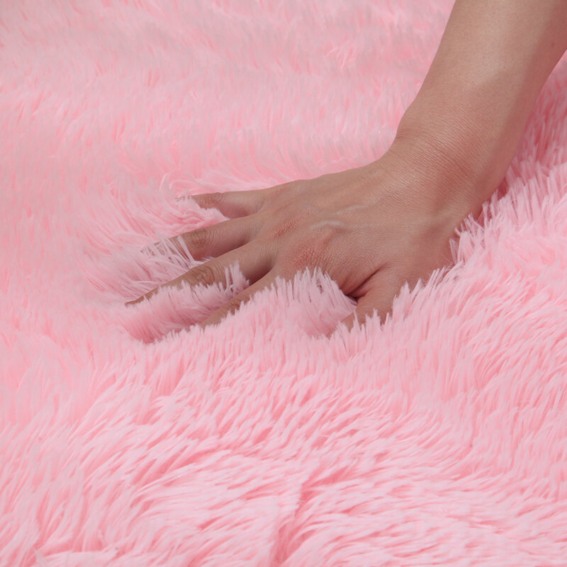 子供部屋用のピンクの寝室用カーペット,柔らかい床マット,ふわふわの白いリビングルームの装飾用