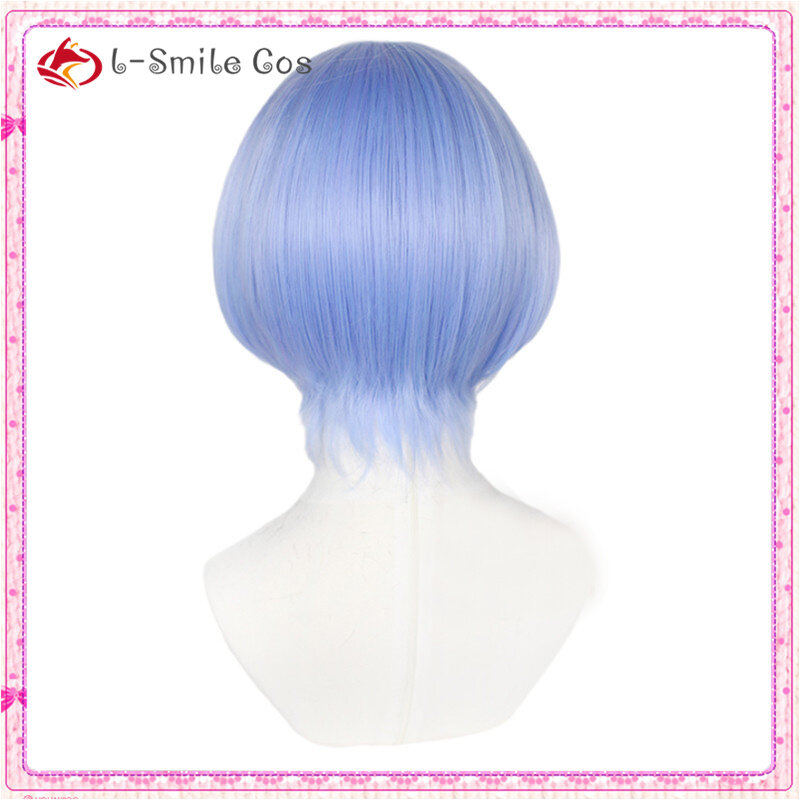 Langa Hasegawa Cosplay peruca, cabelo sintético curto azul, boné resistente ao calor, Halloween perucas