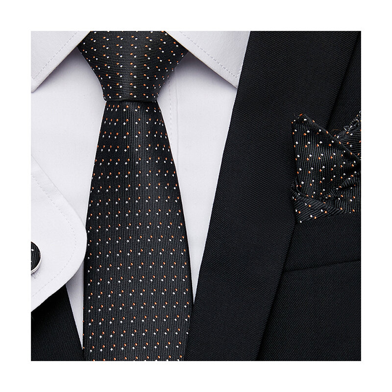 Cravate de grande qualité, fait à la main, mouchoir de poche carrés, ensemble de boutons de manchette, cravate cravate fête des pères